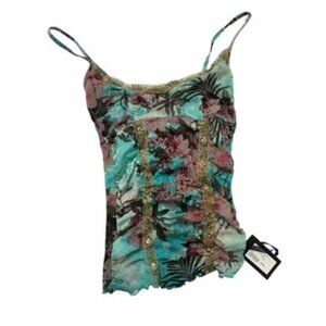 Bleu Italy NEW NWT tropical palm print spaghetti strap top M